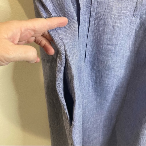 FLAX Sz M Oversized 100% Linen Flowy  Knee Length Cool Comfort Dress - Picture 3 of 7